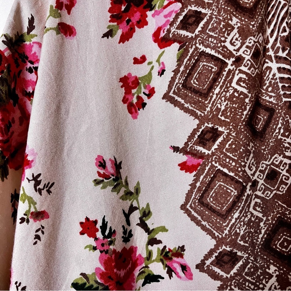 Angie | Boho Mixed Floral Block Print Open Front … - image 3